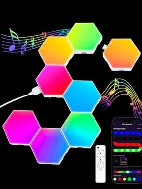 New Hexagon LED Light Panels 8 Pack – RGB Wall Decor Lights with Music Sync